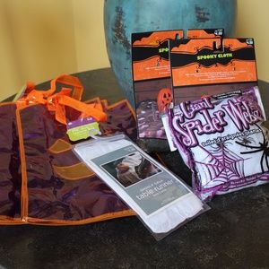 New Halloween Bundle,  3 bags, 3 runners and 3  giant spider web